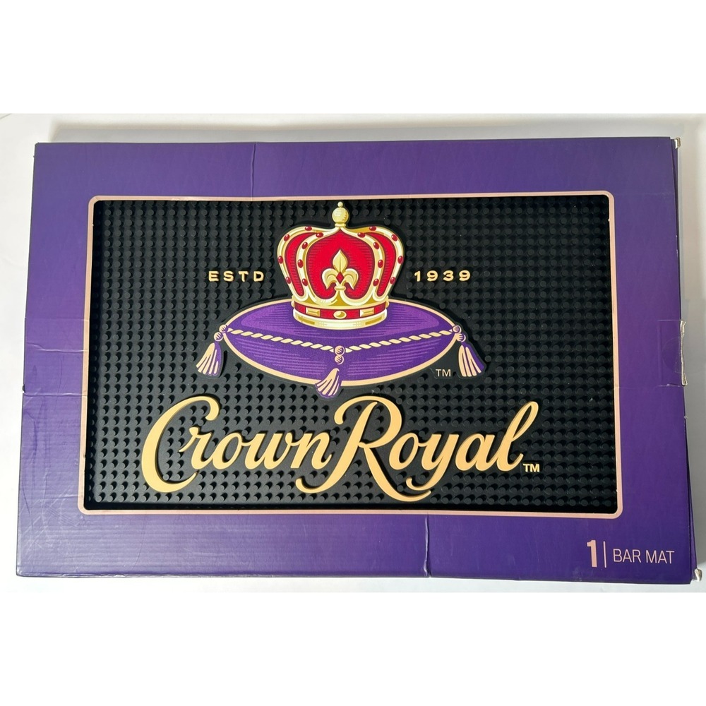 Crown Royal Bar Mat 12x18 Rubber Spill Mat Purple Black Whiskey Bar New in Box